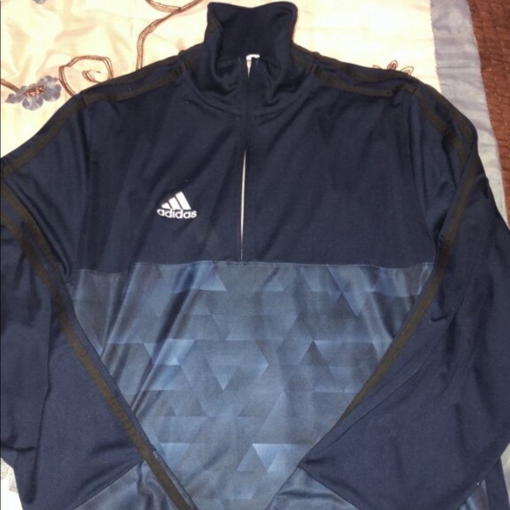 Adidas blue turtle neck hoodie